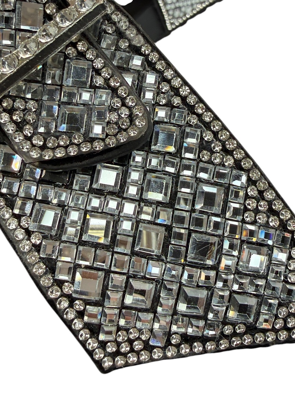 Madden NYC Rhinestone Double Buckle Slide Sandals Black Silver Women’s 6 - Picture 7 of 12